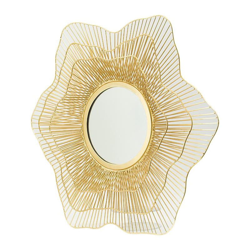 27" Gold Floral Sunburst Iron Framed Accent Mirror - Bed & Bath