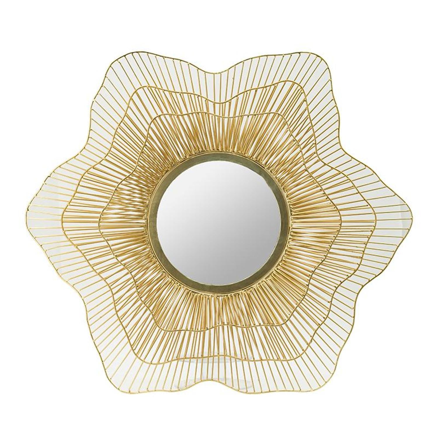 27" Gold Floral Sunburst Iron Framed Accent Mirror - Bed & Bath