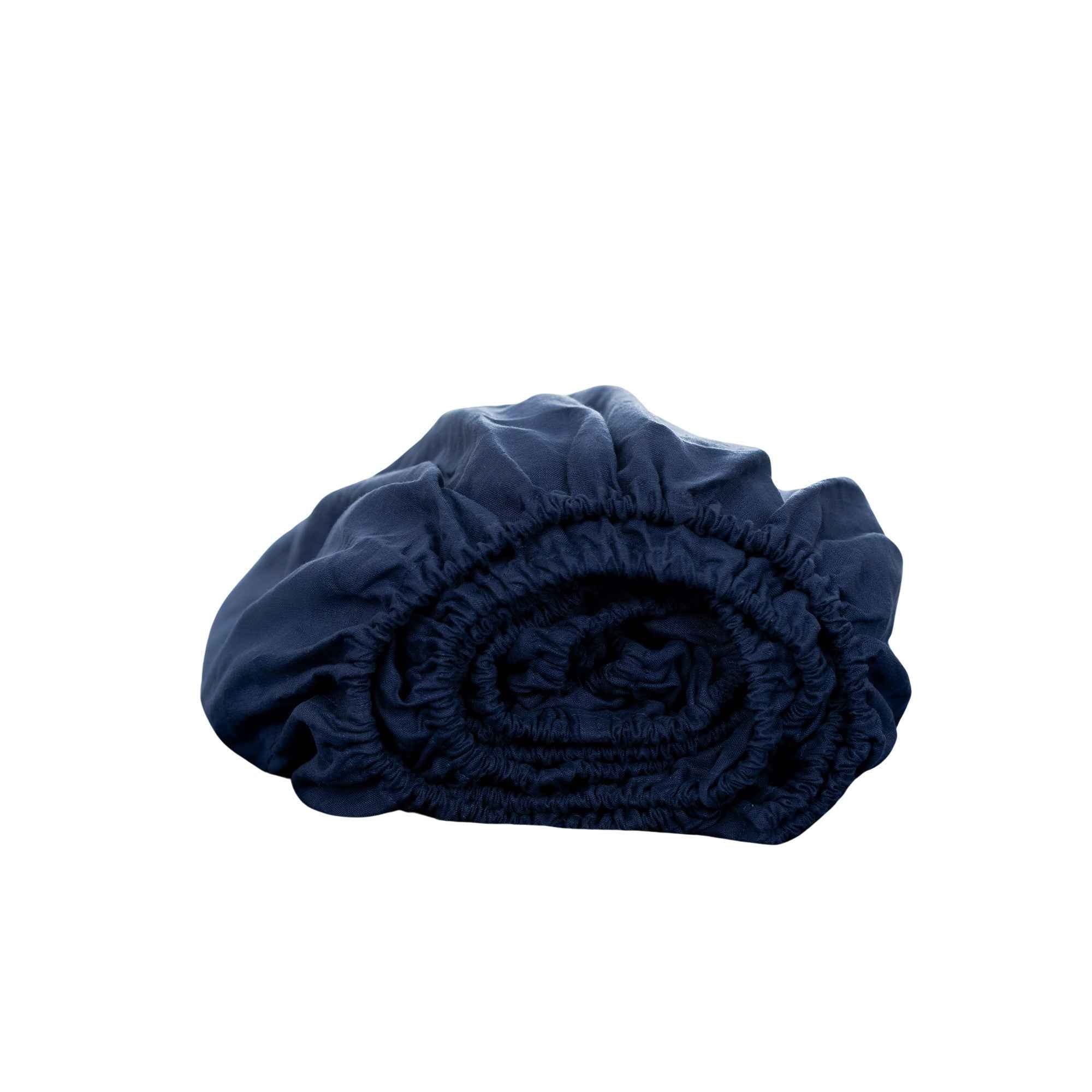 Navy Blue Linen King Fitted Sheet
