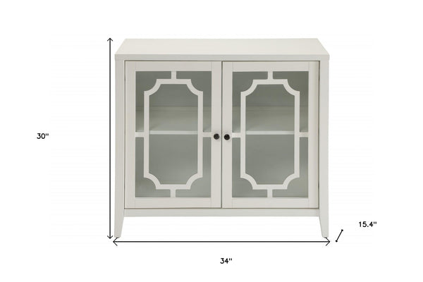 34" White Sideboard with Two Glass Doors - Kitchen & Dining