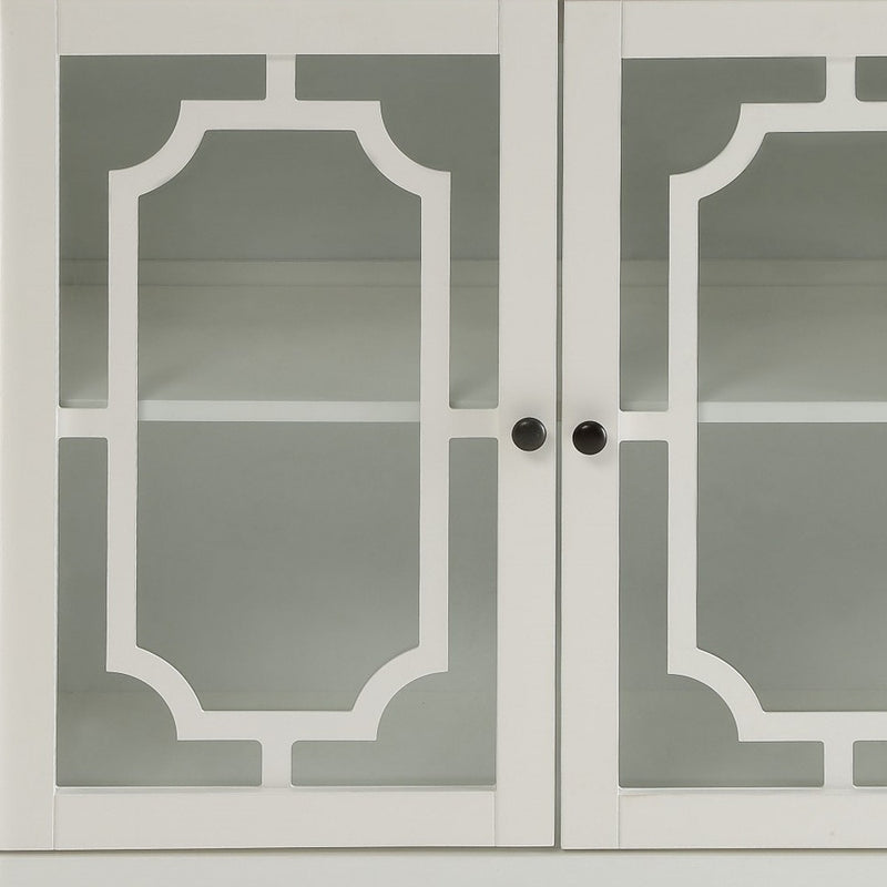 34" White Sideboard with Two Glass Doors - Kitchen & Dining