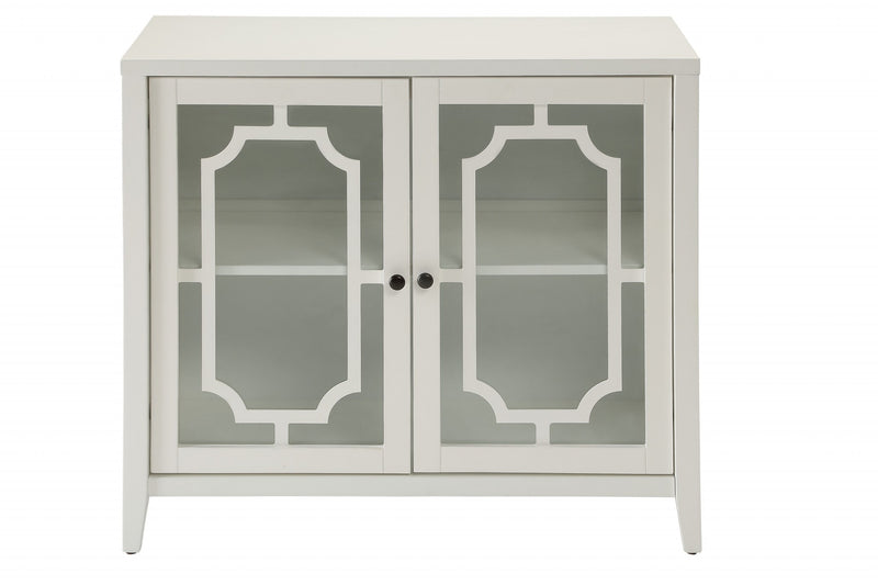 34" White Sideboard with Two Glass Doors - Kitchen & Dining