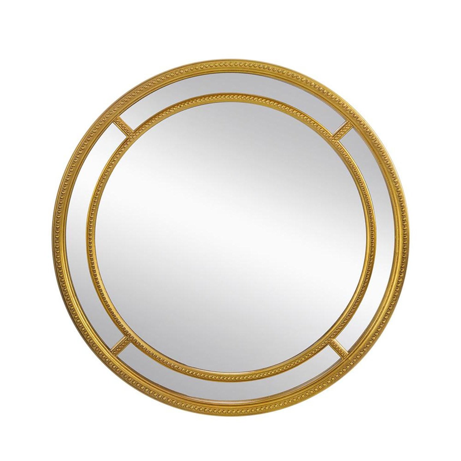 35" Gold Geo Dot Round Double Frame Accent Mirror - Bed & Bath