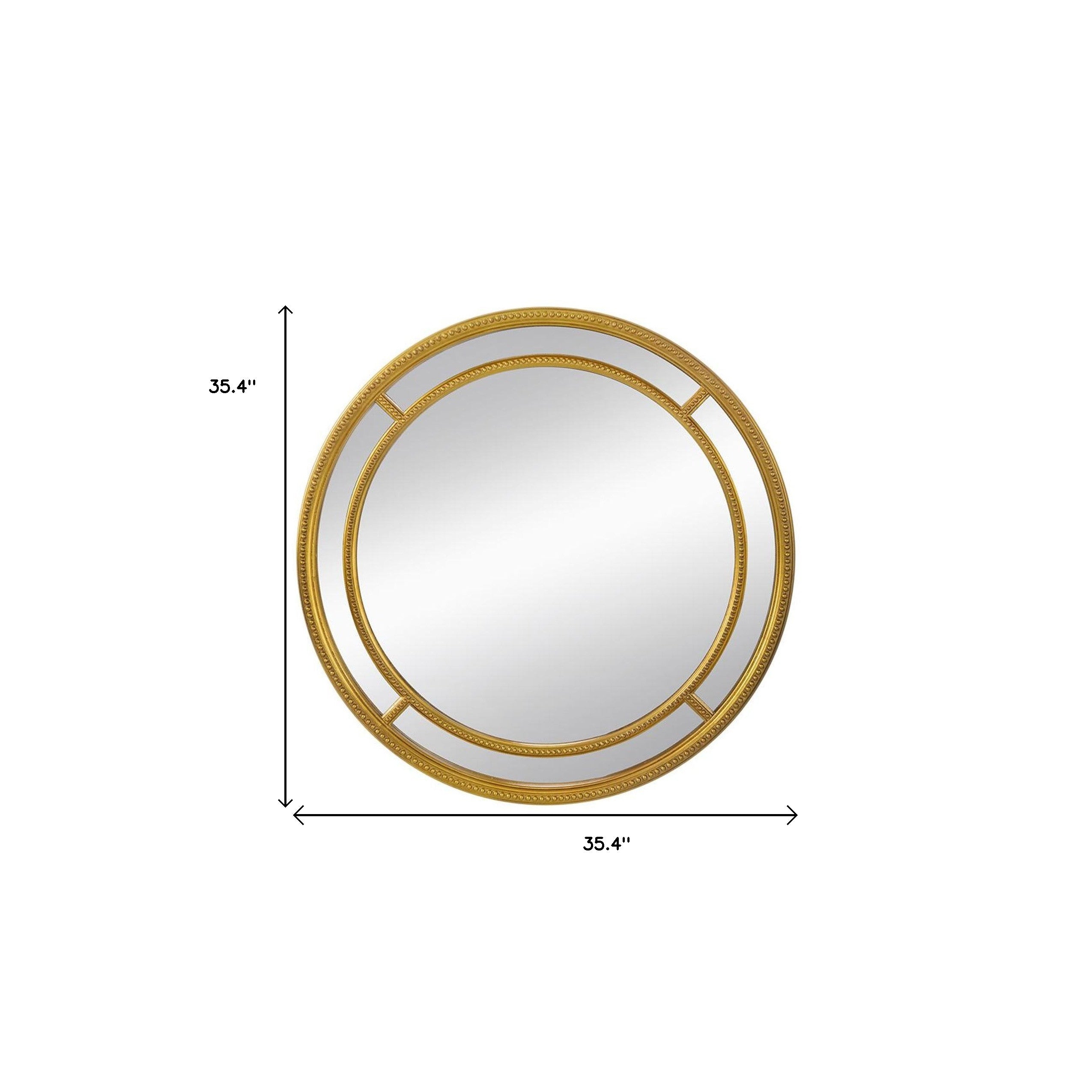 35" Gold Geo Dot Round Double Frame Accent Mirror - Bed & Bath