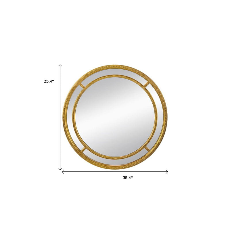 35" Gold Geo Dot Round Double Frame Accent Mirror - Bed & Bath