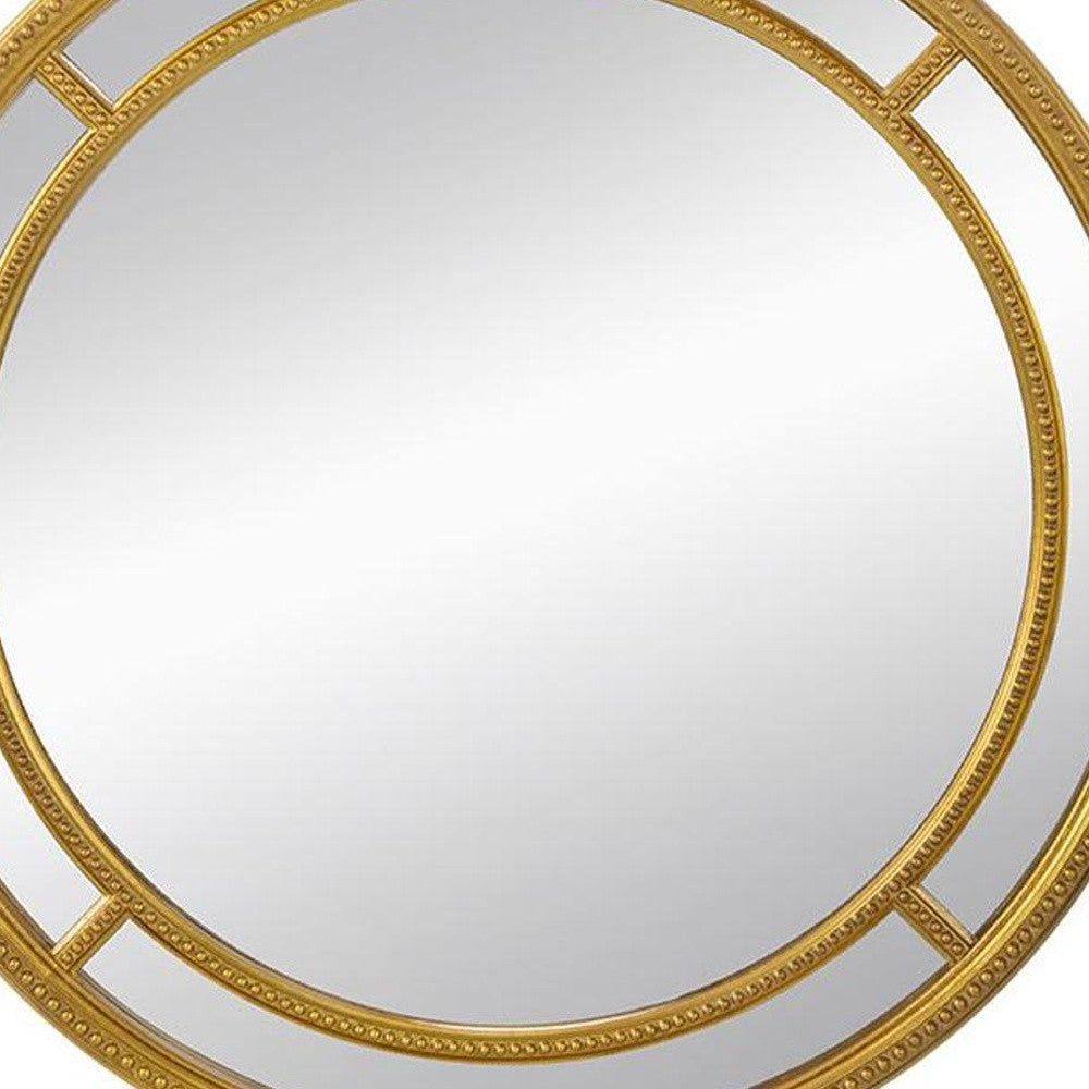 35" Gold Geo Dot Round Double Frame Accent Mirror - Bed & Bath