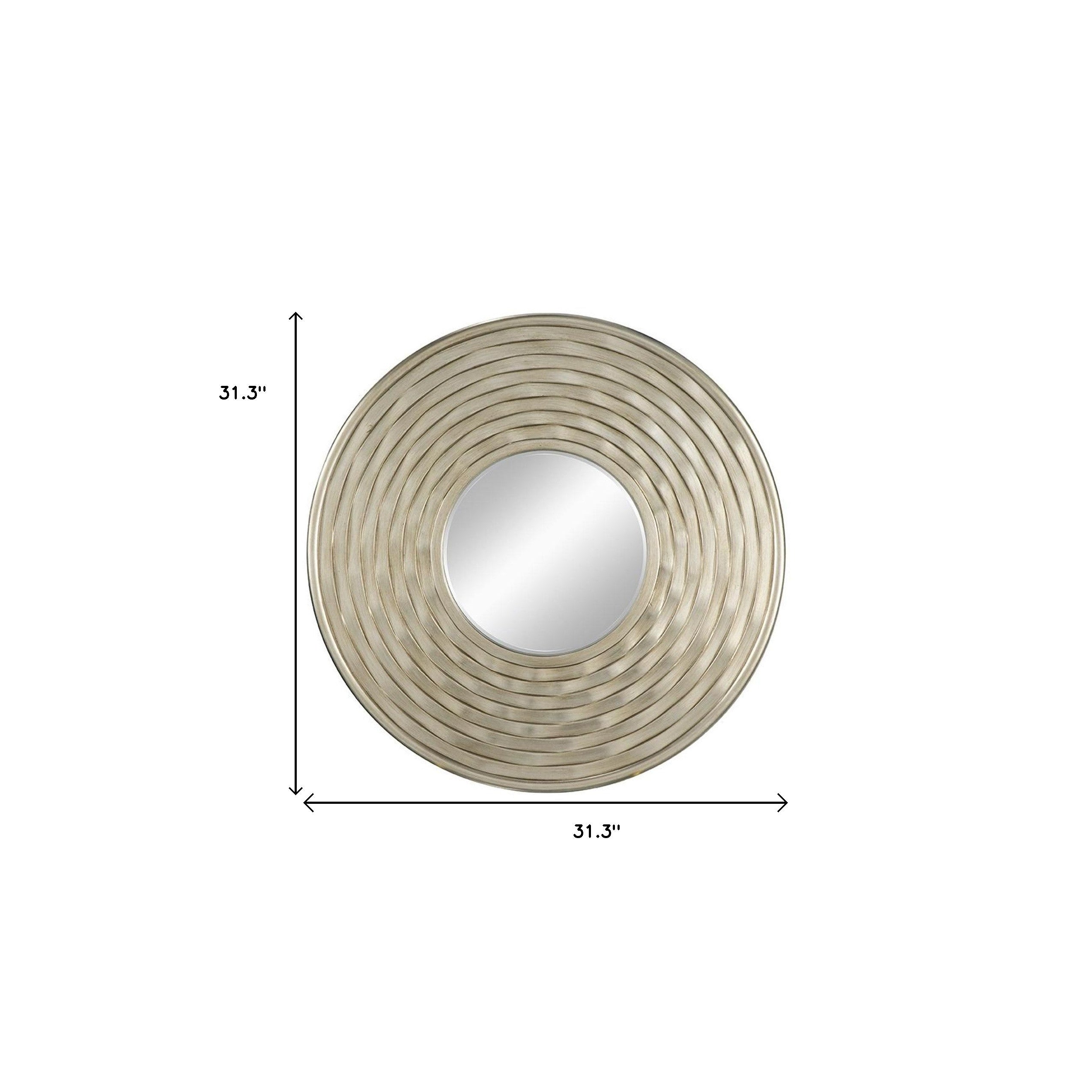 31" Silver Round Dimensional Thick Frame Accent Mirror - Bed & Bath