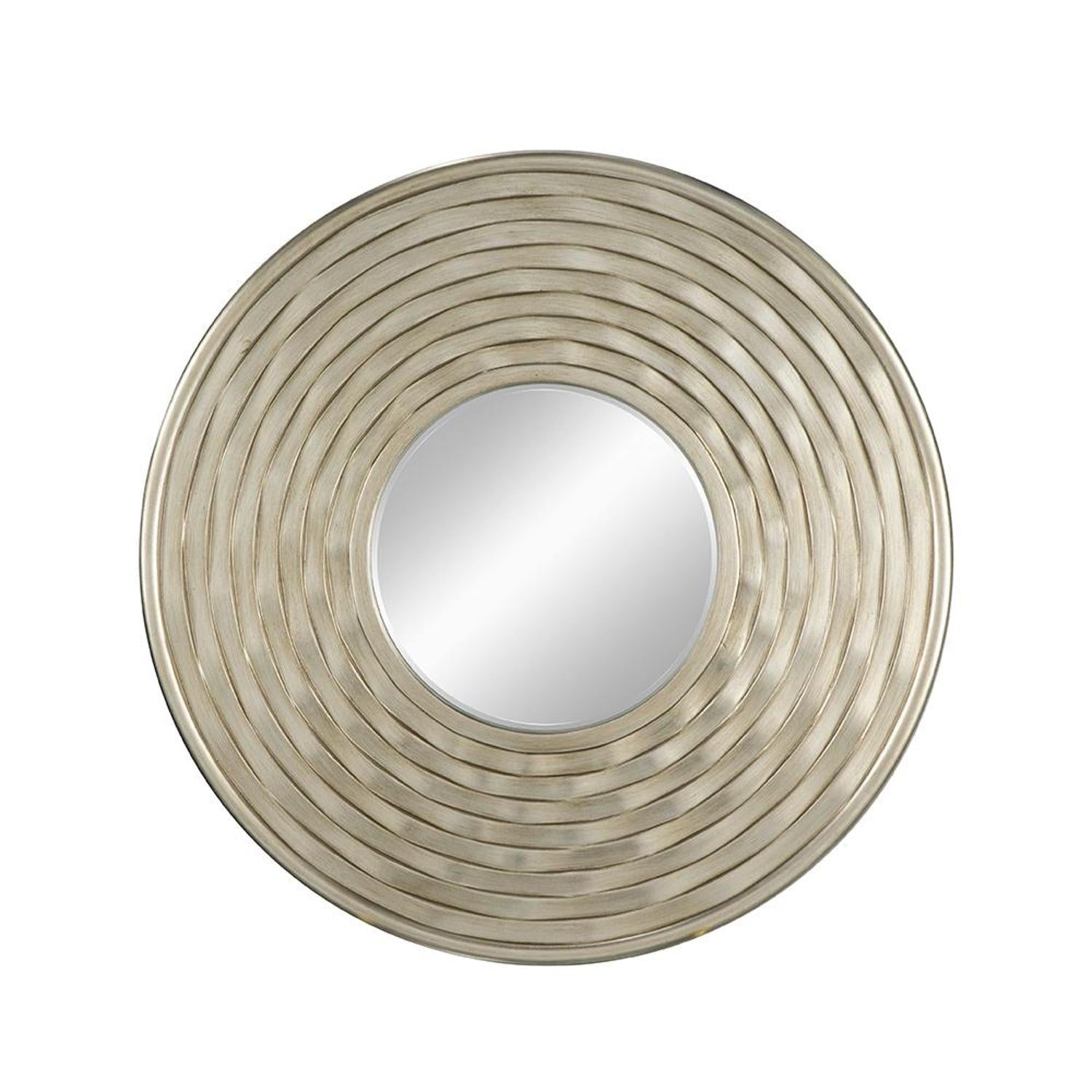 31" Silver Round Dimensional Thick Frame Accent Mirror - Bed & Bath