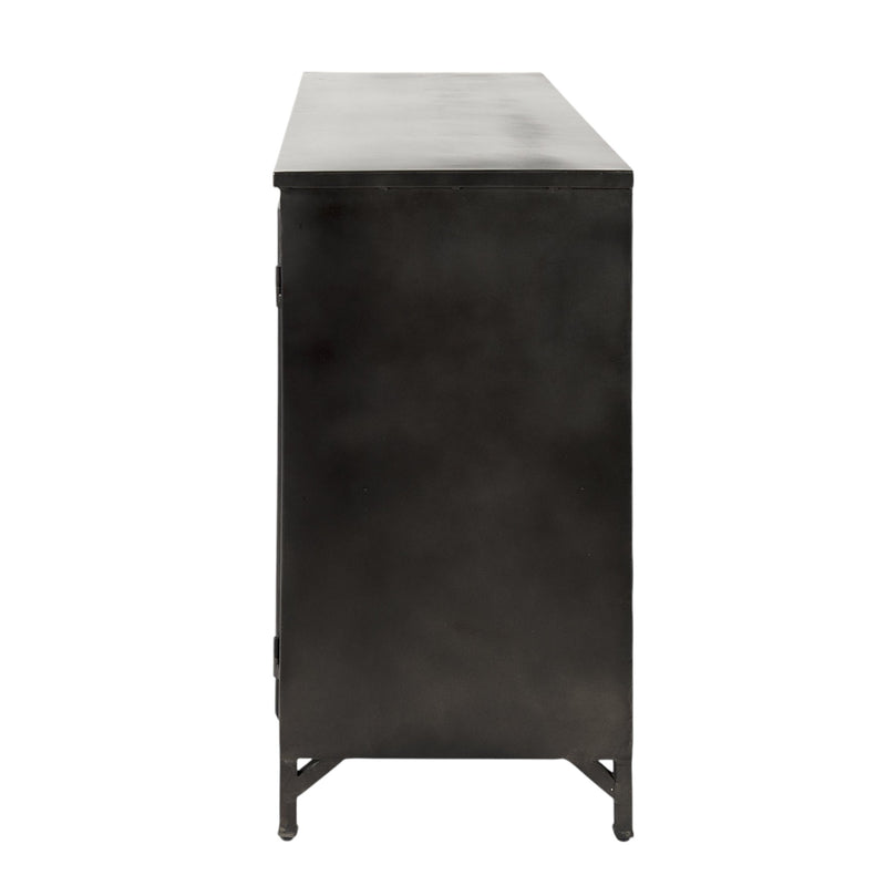 40" Black Iron Sideboard with Two Glass Doors - Kitchen & Dining