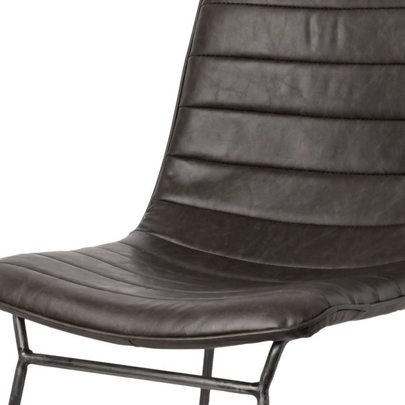 Set Of Two Black Upholstered Faux leather Side Chairs - Kitchen & Dining