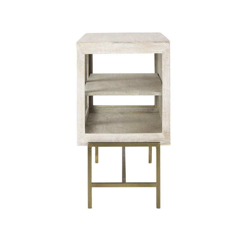 38" White Solid Wood Sideboard with Two Glass Doors - Kitchen & Dining
