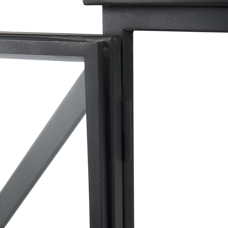 41" Black Iron Sideboard with Two Glass Doors - Kitchen & Dining