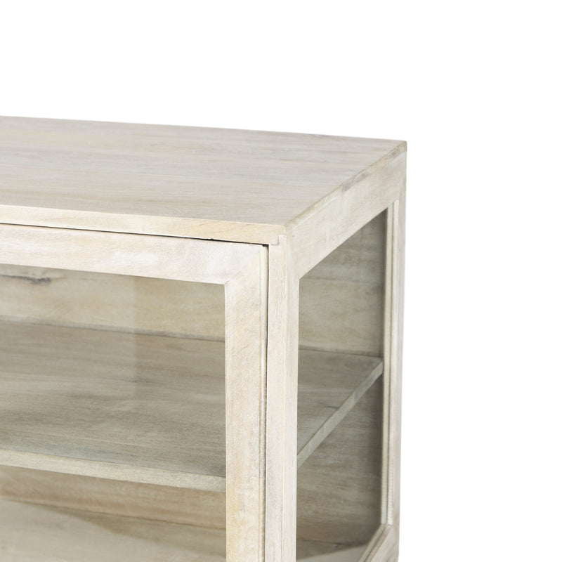 38" White Solid Wood Sideboard with Two Glass Doors - Kitchen & Dining