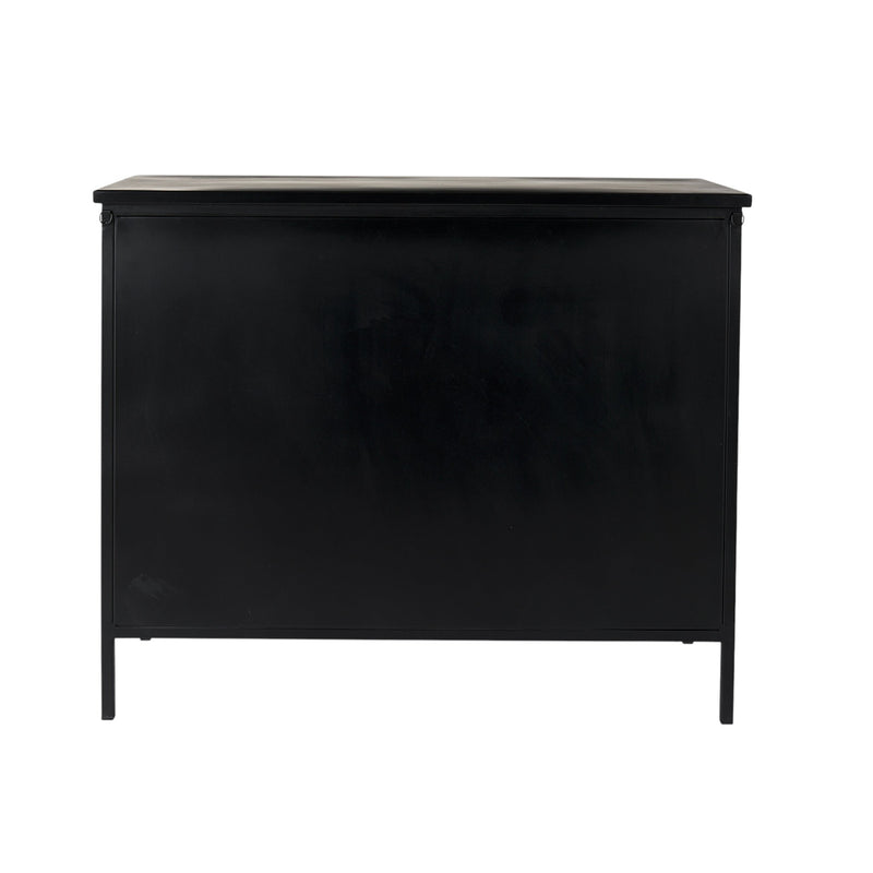 41" Black Iron Sideboard with Two Glass Doors - Kitchen & Dining