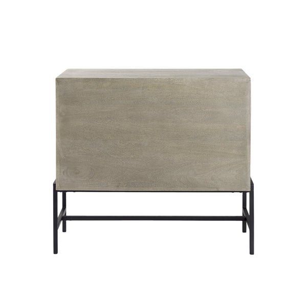 38" Gray Solid Wood Sideboard with Two Glass Doors - Kitchen & Dining