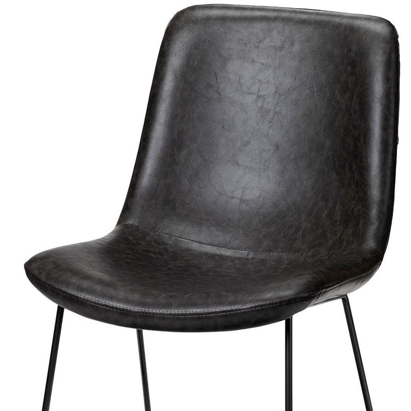 Set Of Two Black Upholstered Faux leather Side Chairs - Kitchen & Dining