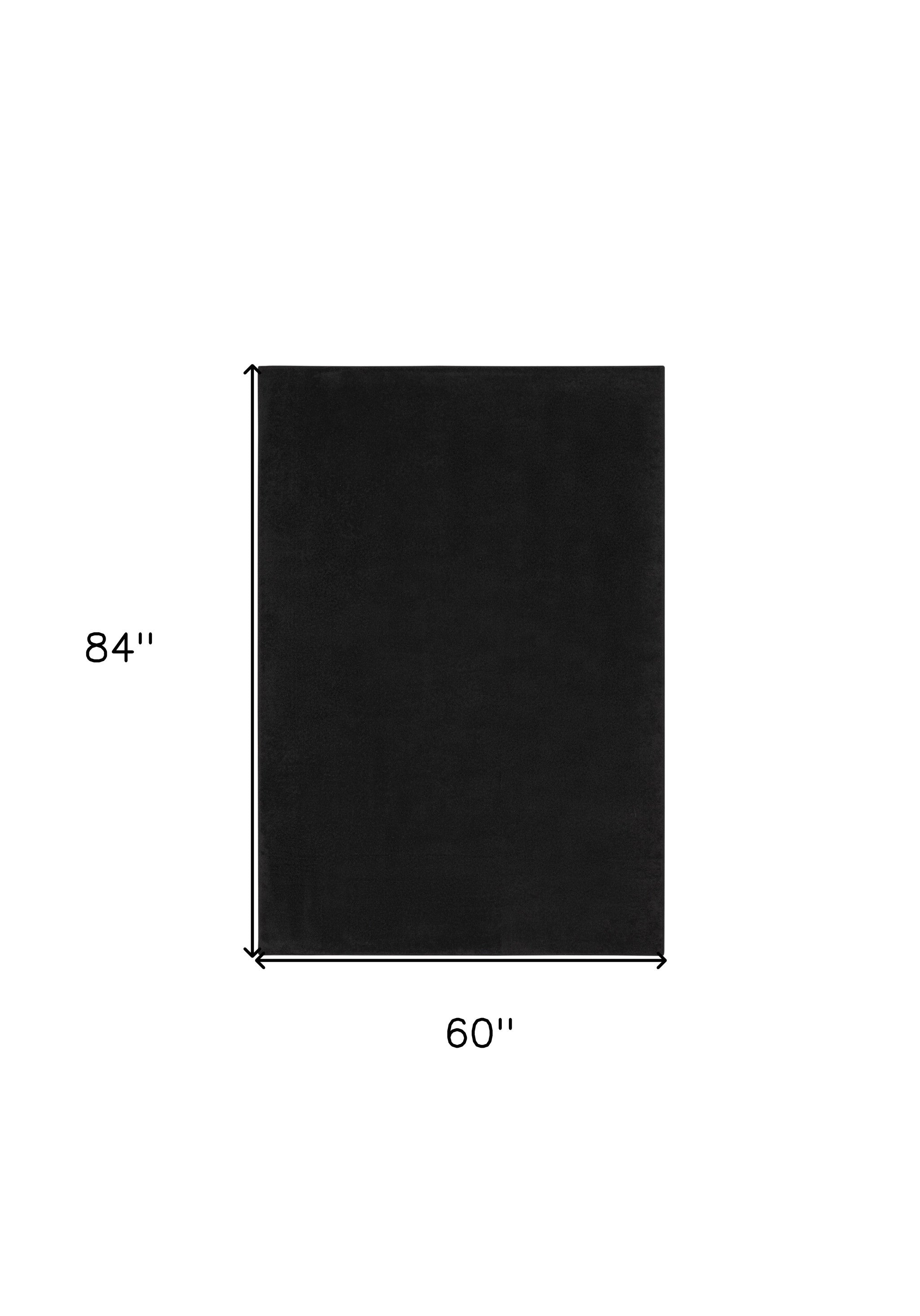 5' X 7' Black Stain Resistant Indoor Outdoor Area Rug - Outdoor