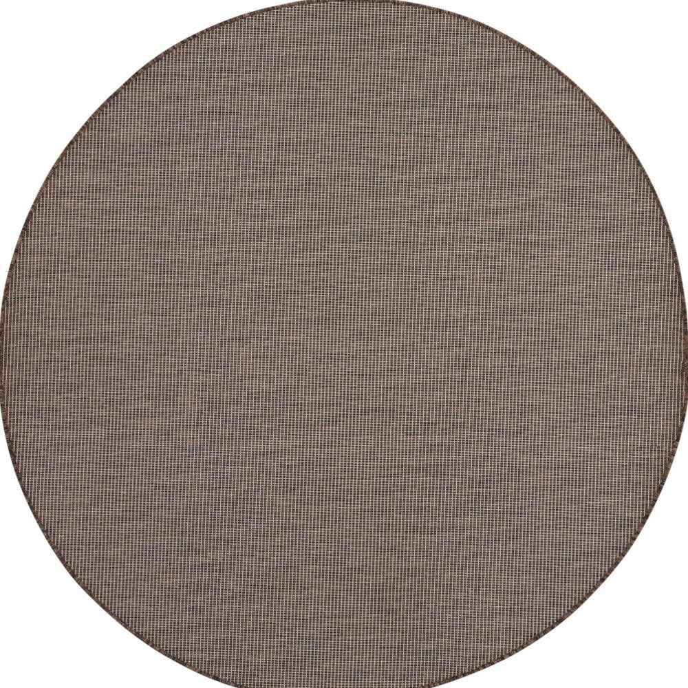 8' Brown Round Power Loom Area Rug