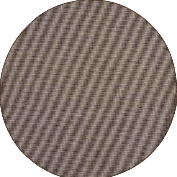 8' Brown Round Power Loom Area Rug