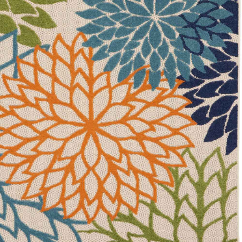 5' Blue And Green Square Indoor Outdoor Area Rug