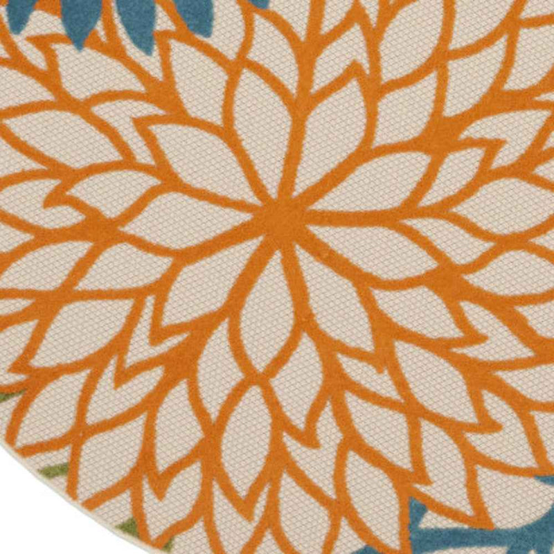 10' Blue And Green Round Indoor Outdoor Area Rug