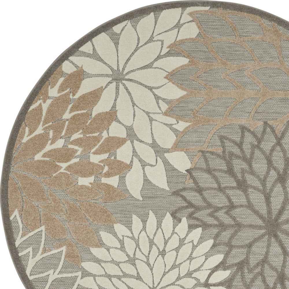 10' Gray and Ivory Indoor Outdoor Area Rug