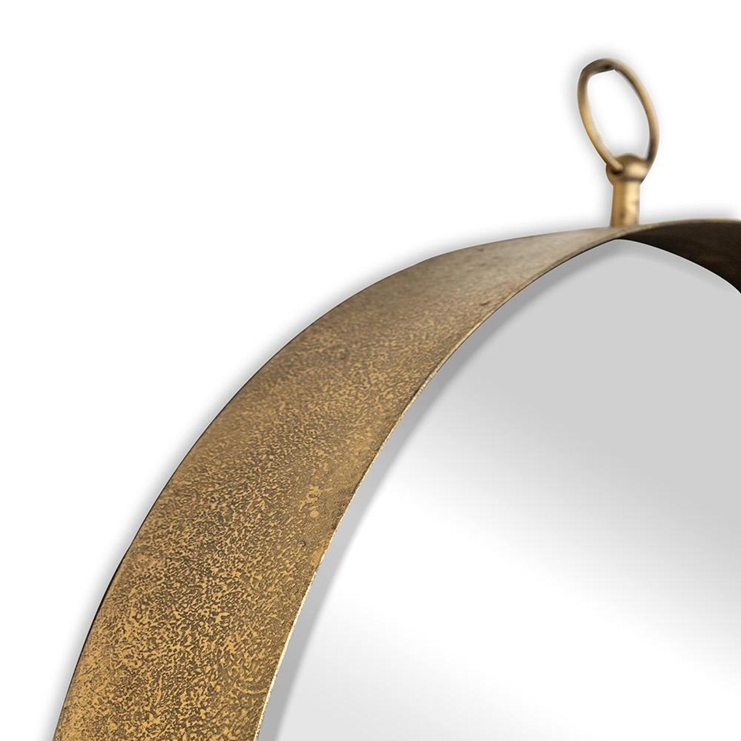 28" Gold Round Iron Framed Accent Mirror - Bed & Bath