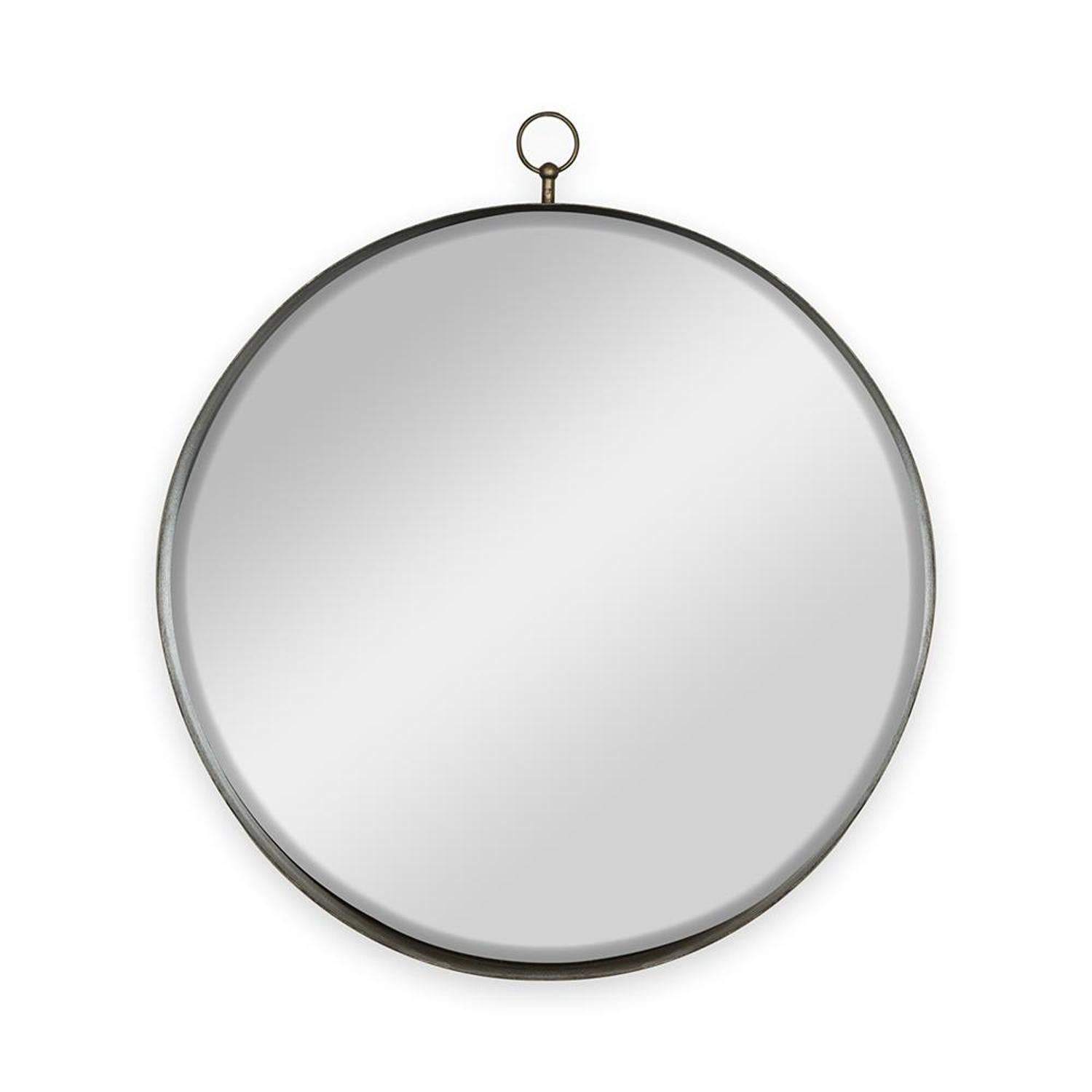 28" Gold Round Iron Framed Accent Mirror - Bed & Bath