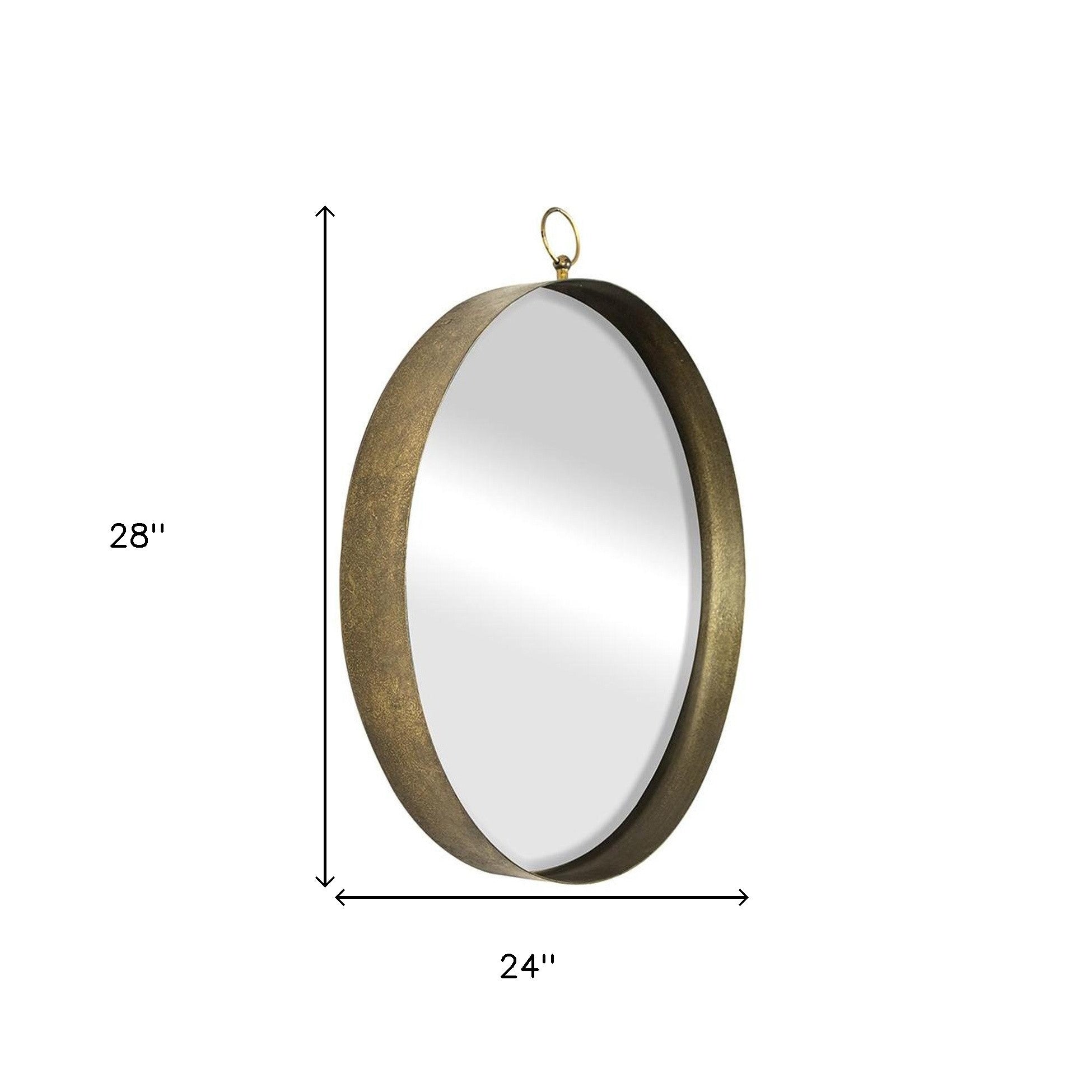 28" Gold Round Iron Framed Accent Mirror - Bed & Bath