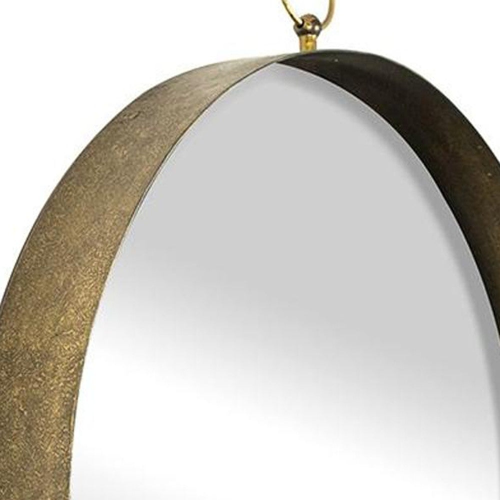 28" Gold Round Iron Framed Accent Mirror - Bed & Bath