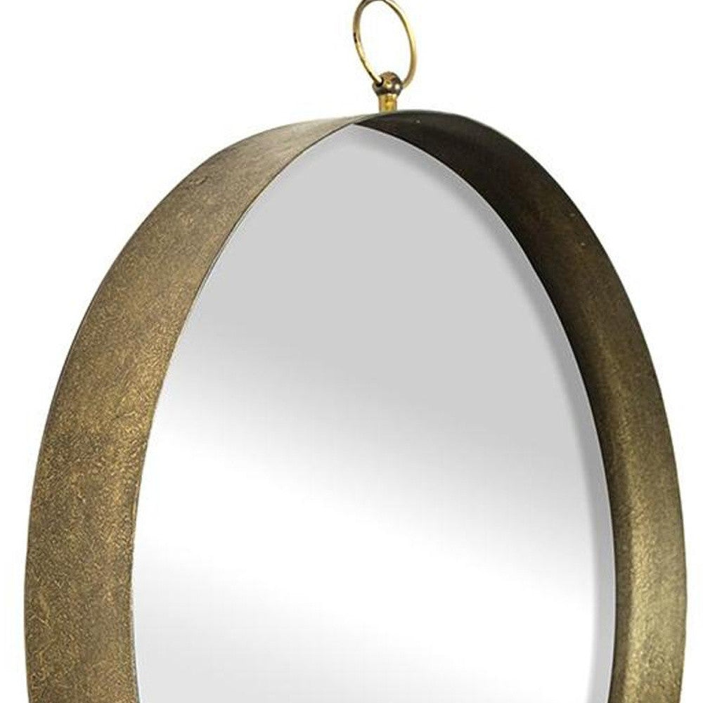 28" Gold Round Iron Framed Accent Mirror - Bed & Bath