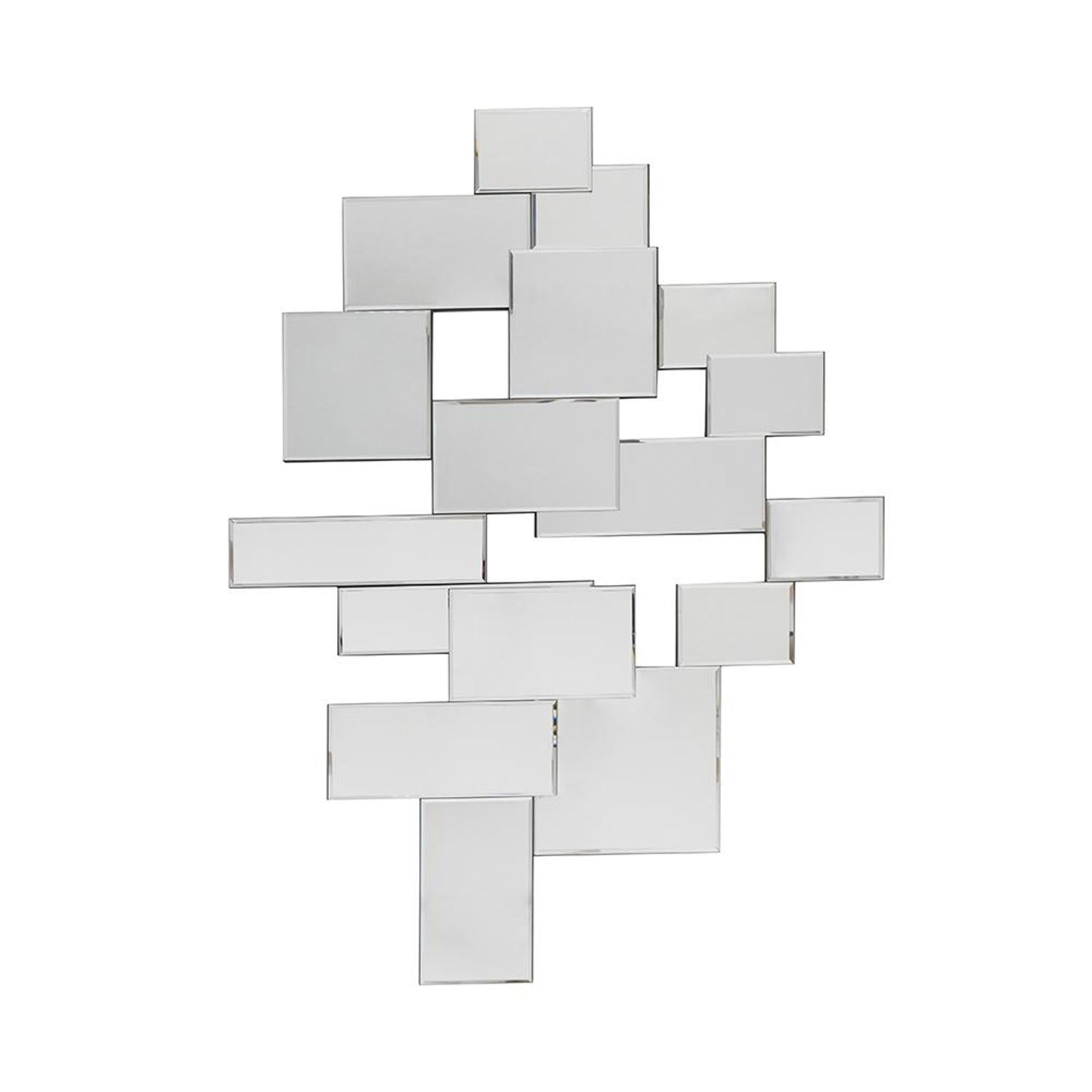 30" Clear Abstract Glass Contemporary Panels Unframed Accent Mirror - Bed & Bath