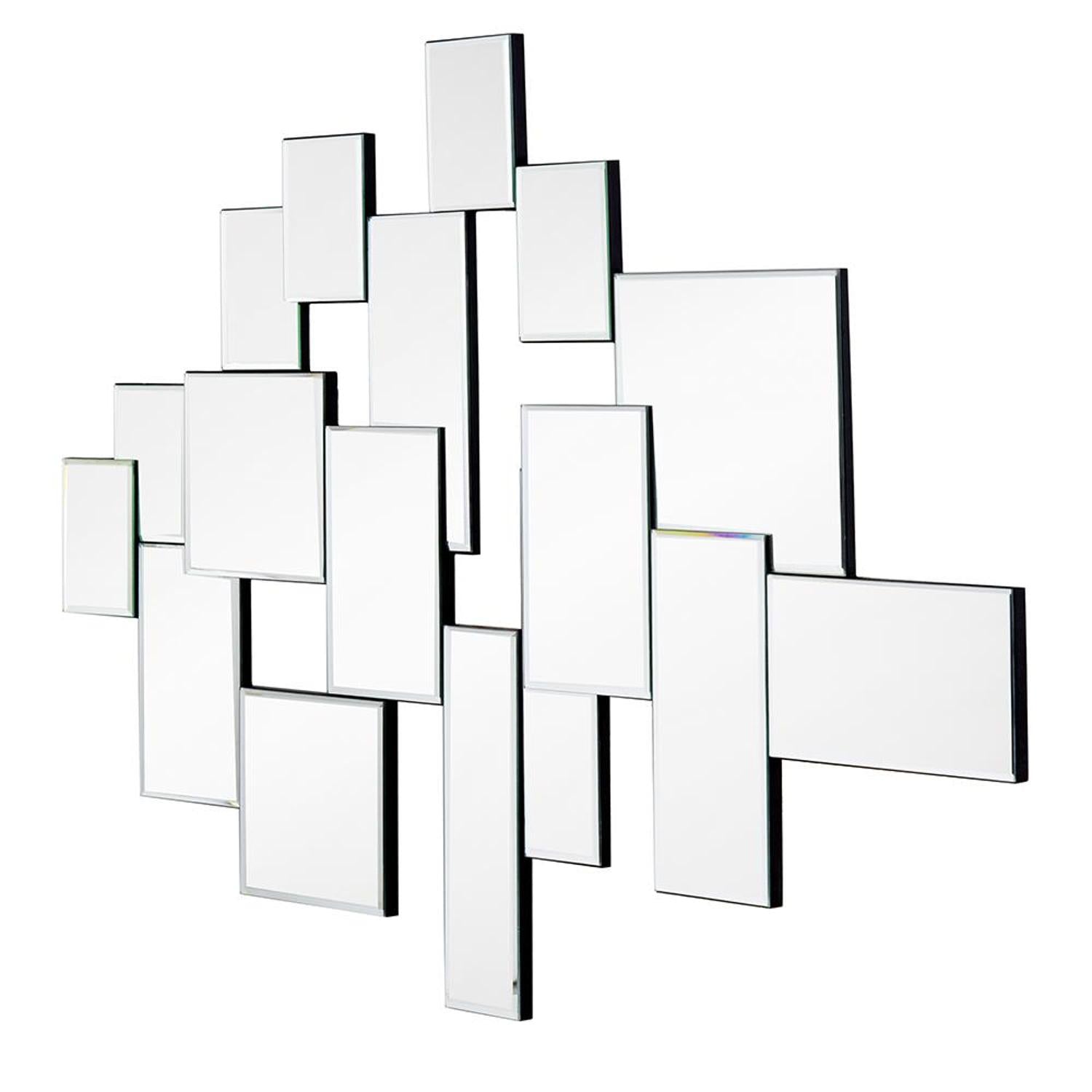 30" Clear Abstract Glass Contemporary Panels Unframed Accent Mirror - Bed & Bath