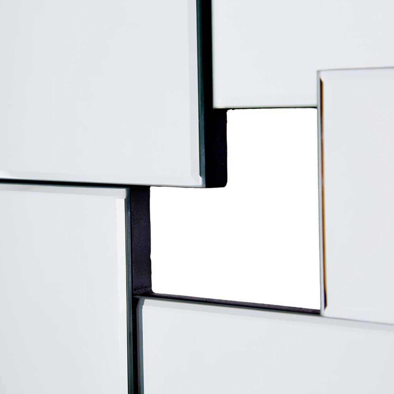 30" Clear Abstract Glass Contemporary Panels Unframed Accent Mirror - Bed & Bath