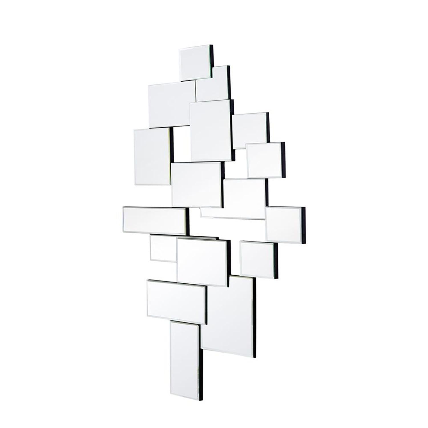 30" Clear Abstract Glass Contemporary Panels Unframed Accent Mirror - Bed & Bath