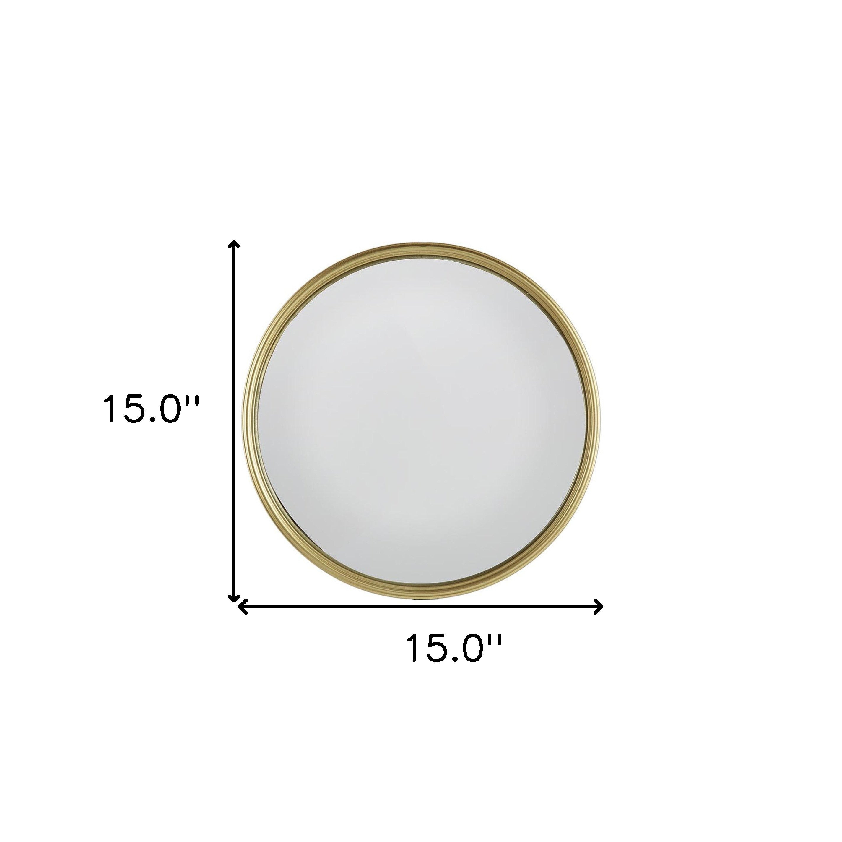 15" Gold Round Iron Textured Framed Accent Mirror - Bed & Bath