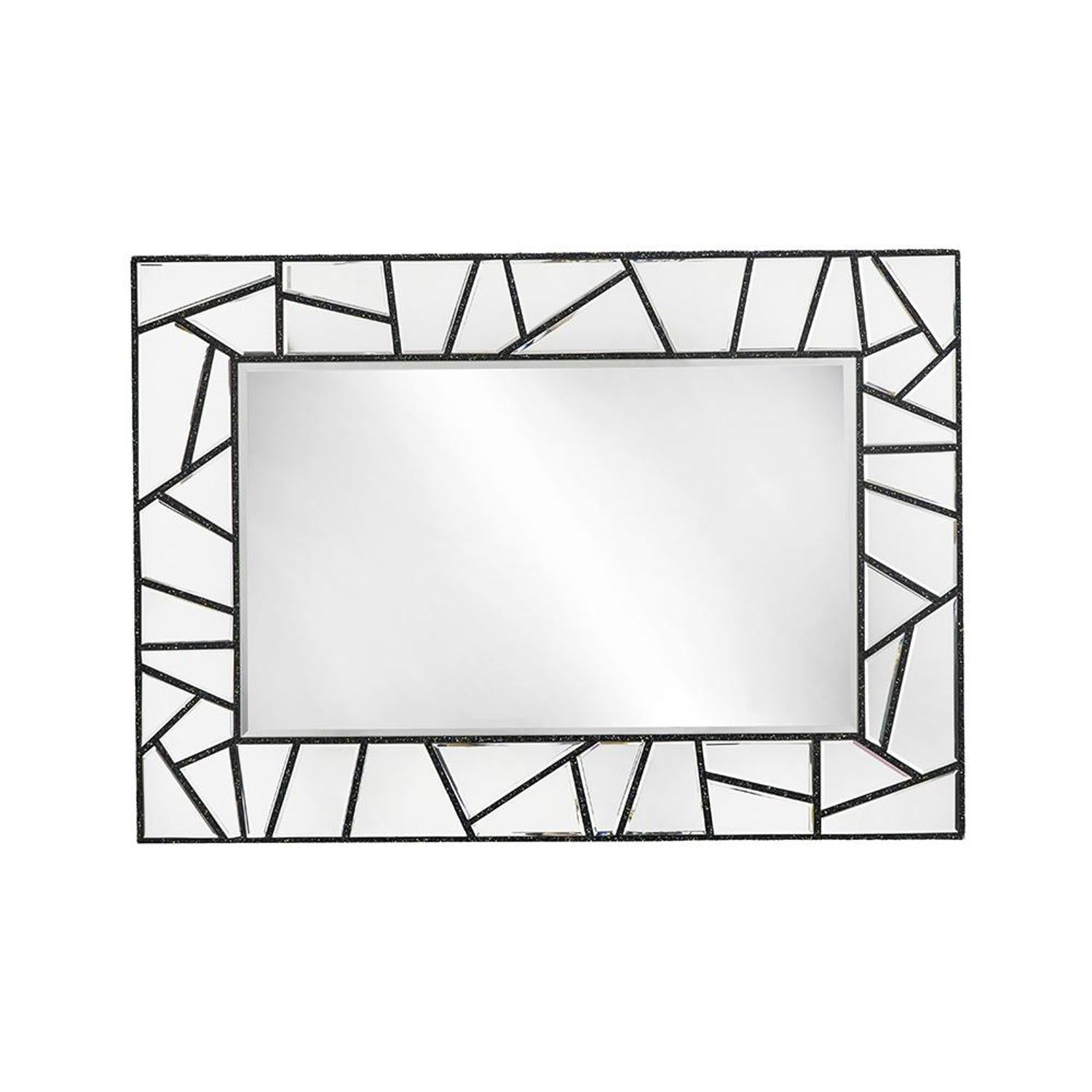 28" Black Metal And Glass Mosaic Framed Accent Mirror - Bed & Bath