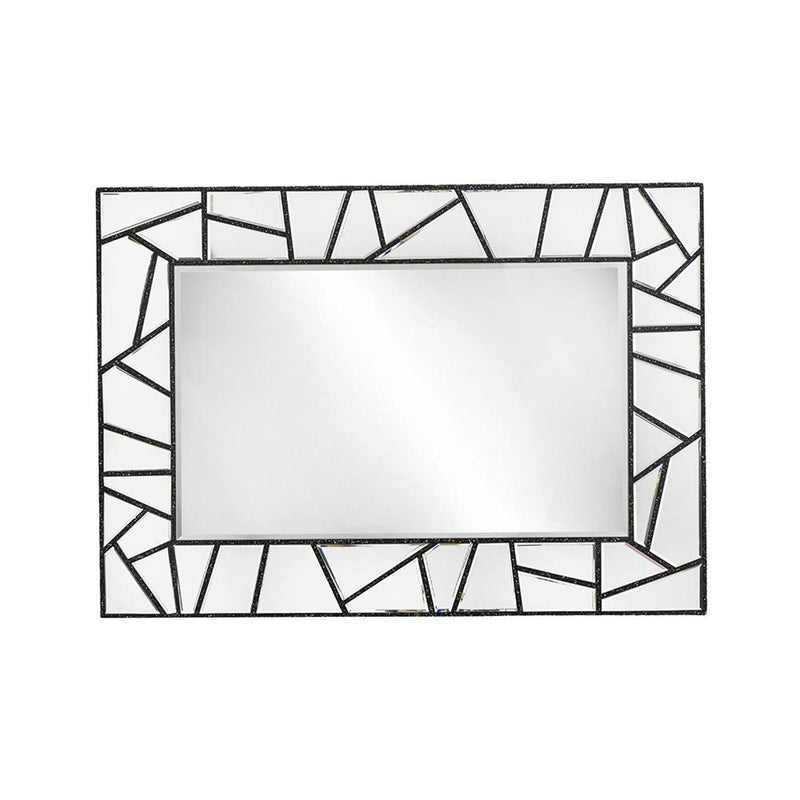 28" Black Metal And Glass Mosaic Framed Accent Mirror - Bed & Bath