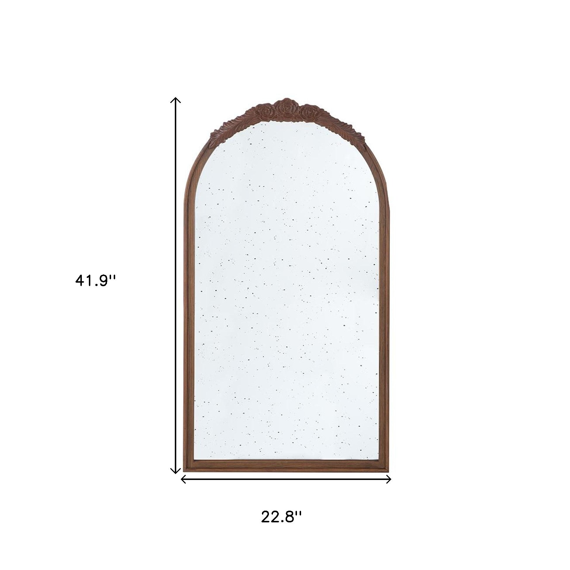 42" Brown Crowned Top Antiqued Glass Arch Framed Accent Mirror - Bed & Bath
