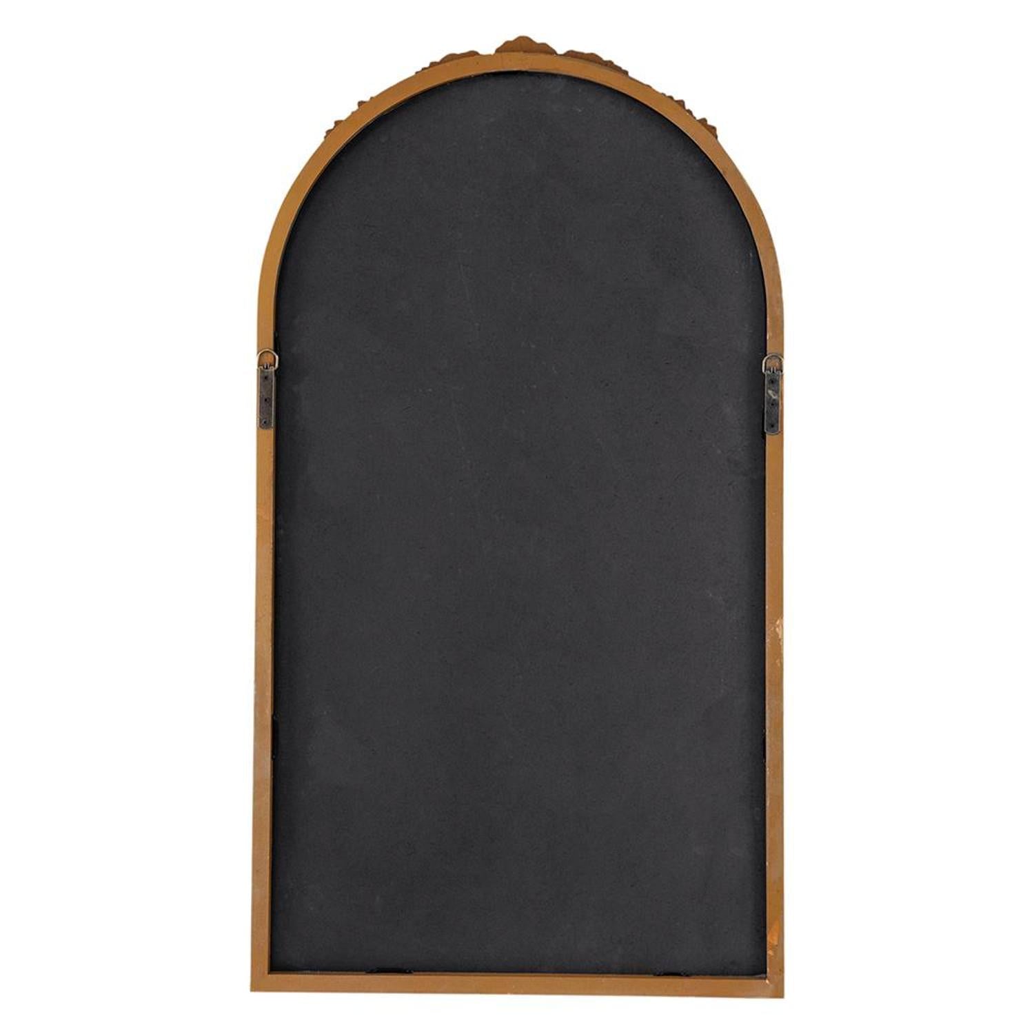 42" Brown Crowned Top Antiqued Glass Arch Framed Accent Mirror - Bed & Bath