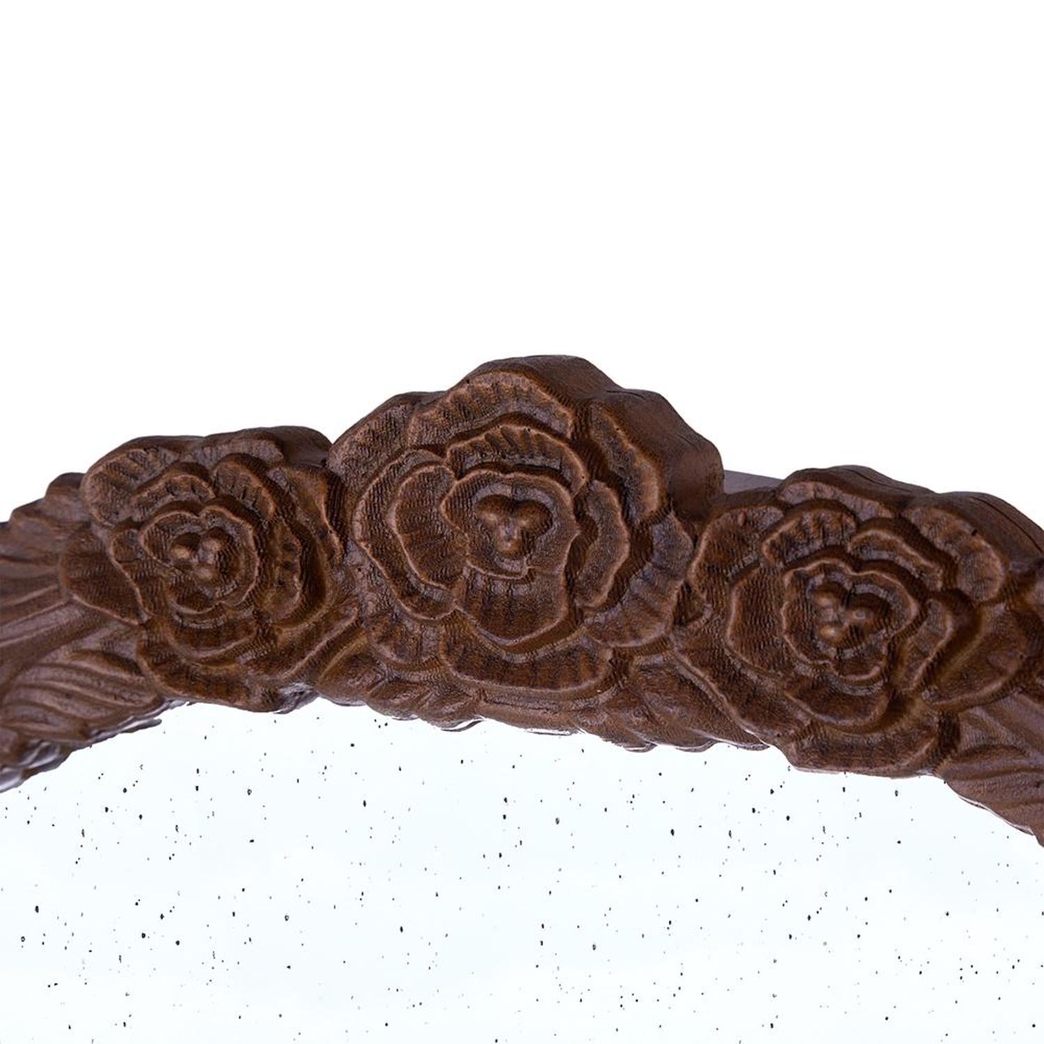 42" Brown Crowned Top Antiqued Glass Arch Framed Accent Mirror - Bed & Bath