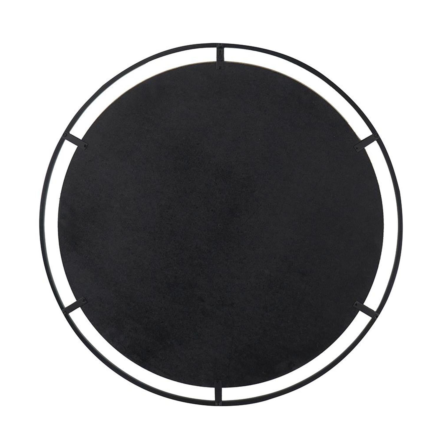 32" Black Round Iron Framed Accent Mirror - Bed & Bath
