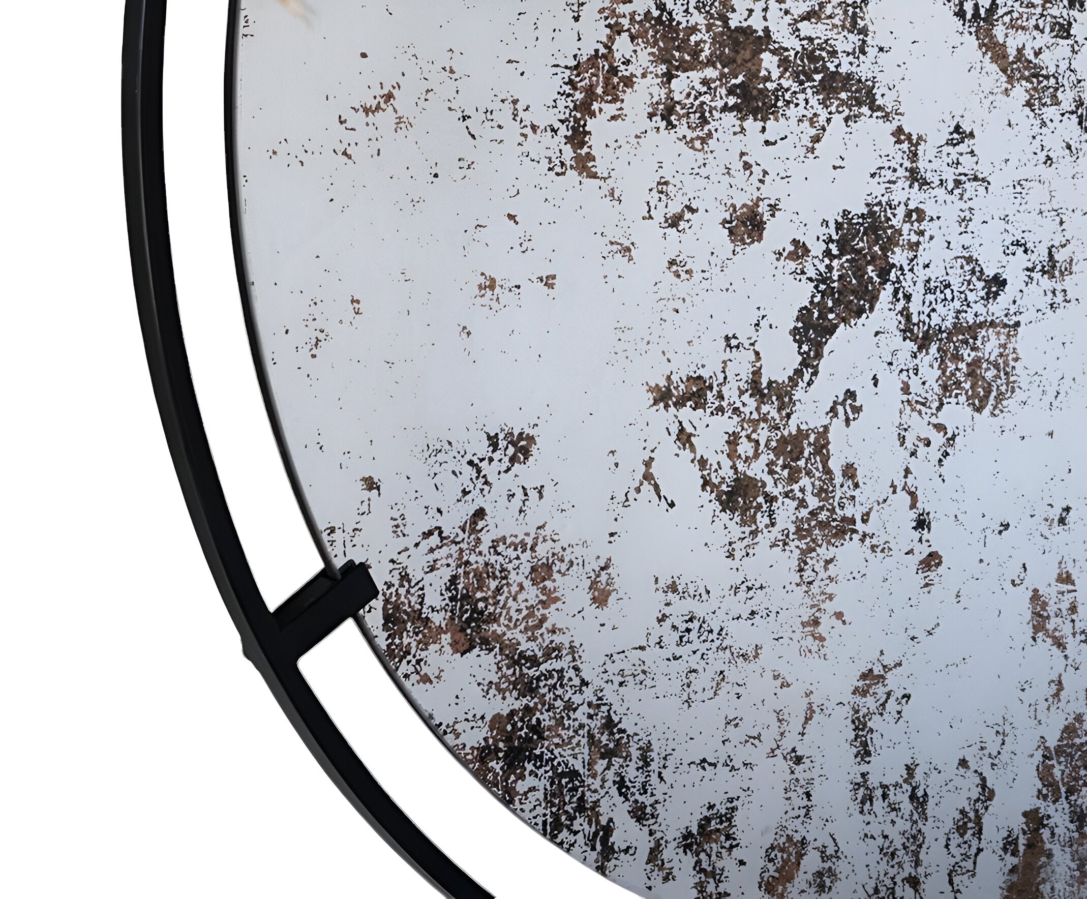 32" Black Round Iron Framed Accent Mirror - Bed & Bath