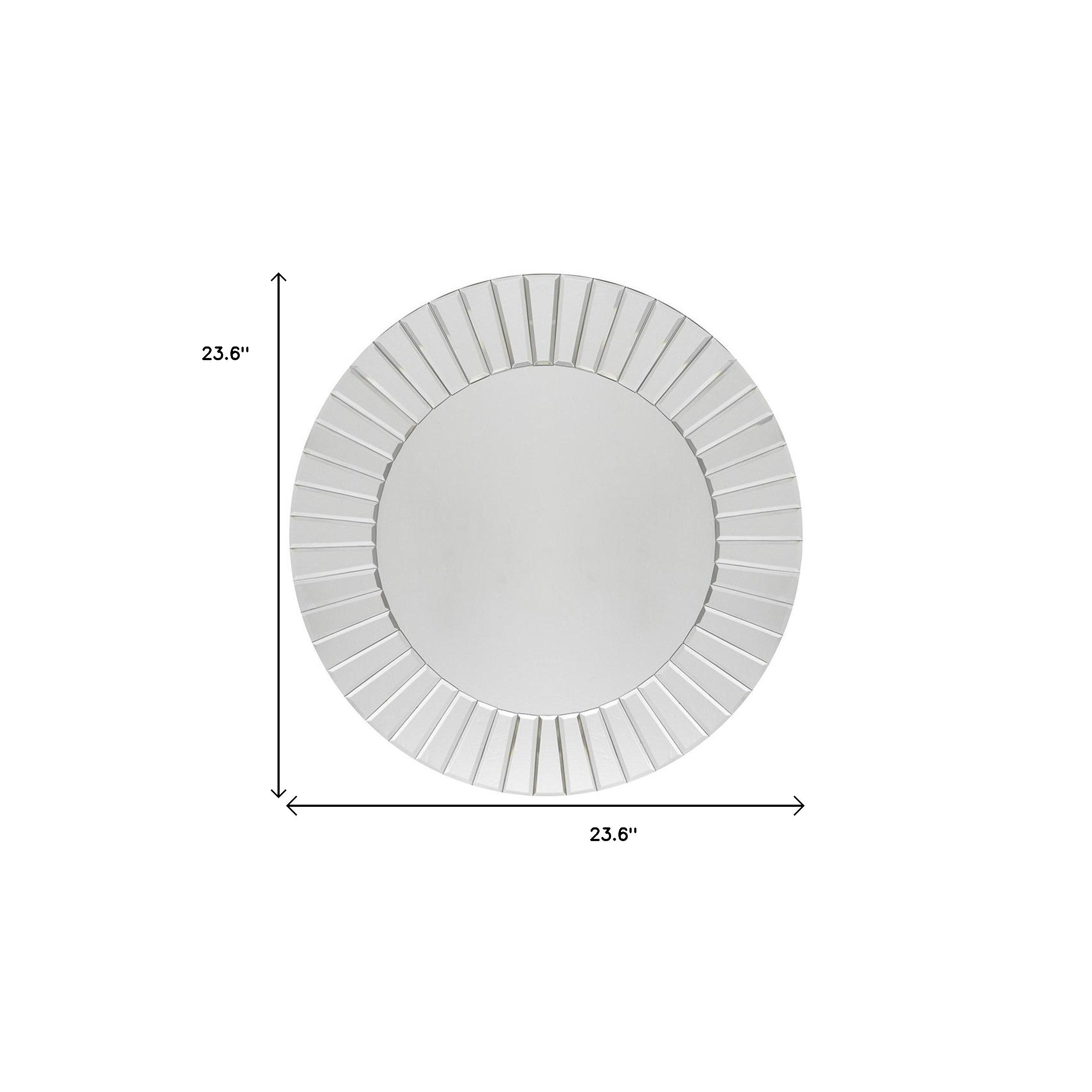 24" Clear Round Beveled Glass Framed Accent Mirror - Bed & Bath