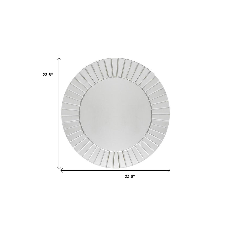 24" Clear Round Beveled Glass Framed Accent Mirror - Bed & Bath