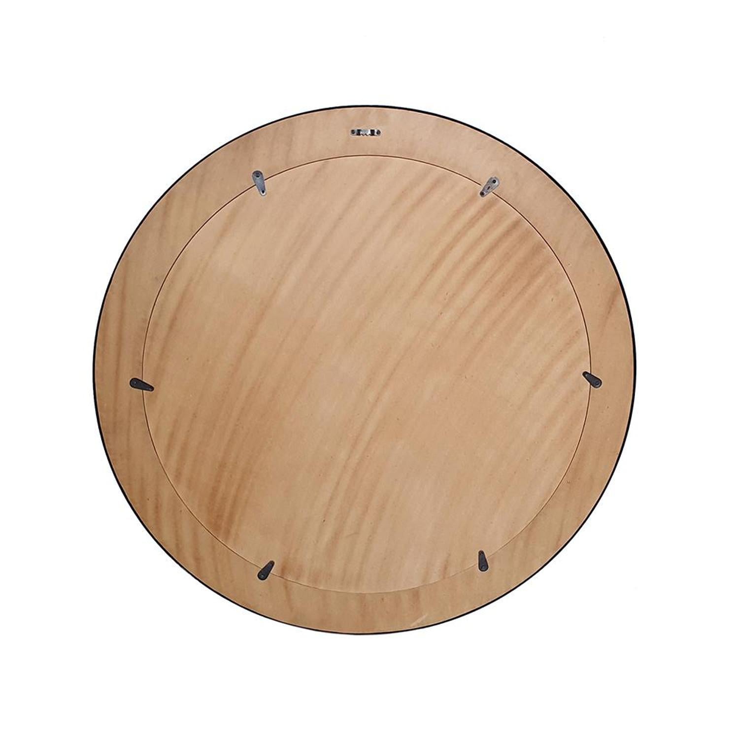 32" Brown and Black Faux Stone Round Framed Accent Mirror - Bed & Bath