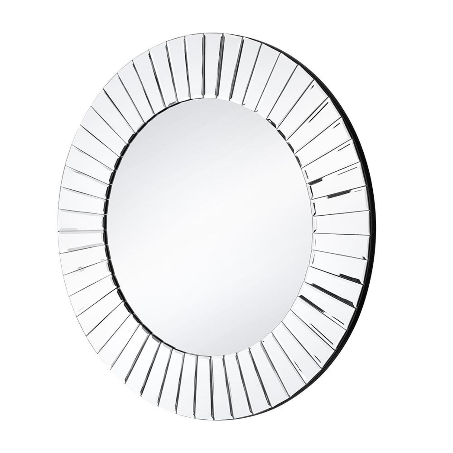 24" Clear Round Beveled Glass Framed Accent Mirror - Bed & Bath