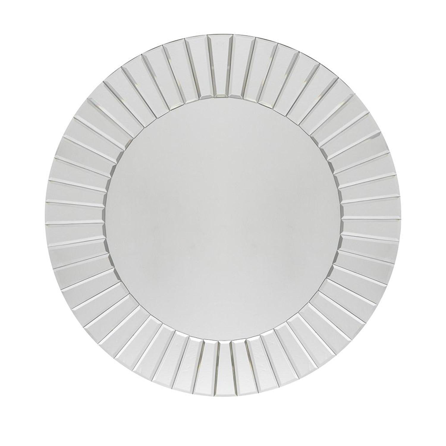 24" Clear Round Beveled Glass Framed Accent Mirror - Bed & Bath