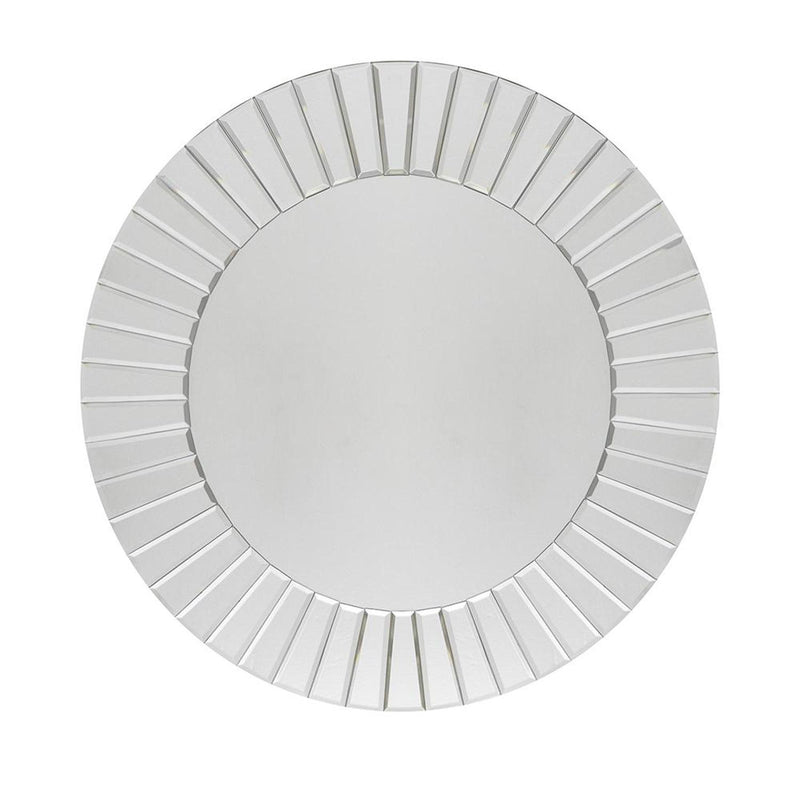 24" Clear Round Beveled Glass Framed Accent Mirror - Bed & Bath