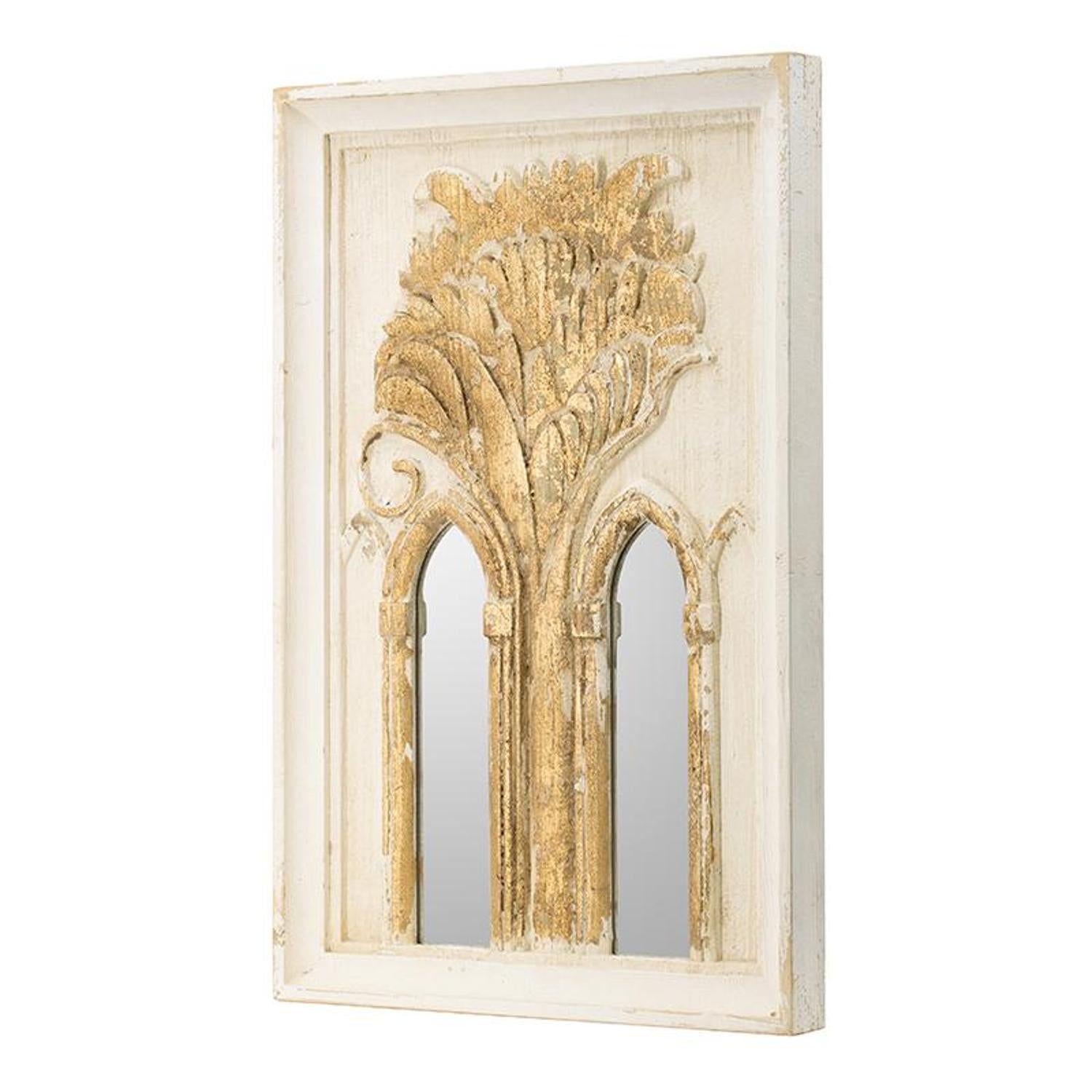 Set of Two 30" White and Gold Wood Framed Accent Mirrors - Bed & Bath
